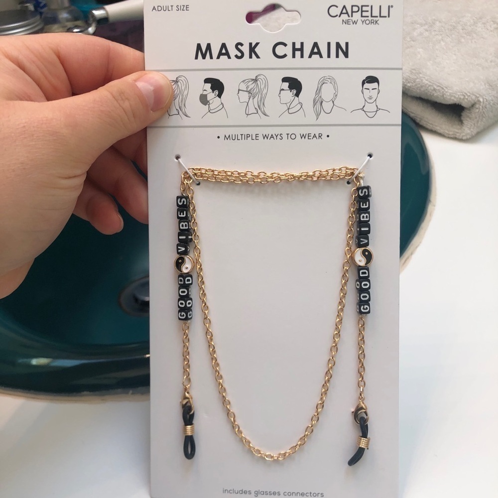 NEW CAPPELLI NEW YORK GOOD VIBES BEADED MASK/GLASSES CHAIN